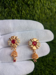 Luxury Gold Ruby Jhumka Earrings for Girls & Womens