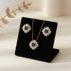Luxury Green Stone Necklace Set Gold Plated for Girls & Womens
