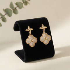 Beautiful Gold Clover Drop Earrings for Girls & Womens