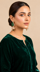 Elegant Green Stone Earrings Gold-Plated Crystal Floral Desig for Girls & Womens
