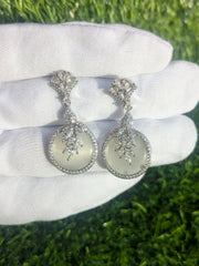 Luxury Silver-Plated Crystal Earrings with White Stone for Girls & Womens