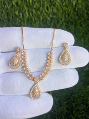 Luxury Rose Gold Crystal Necklace Set for Girls & Womens