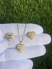 Luxury Gold Heart Necklace Set for Girls & Womens