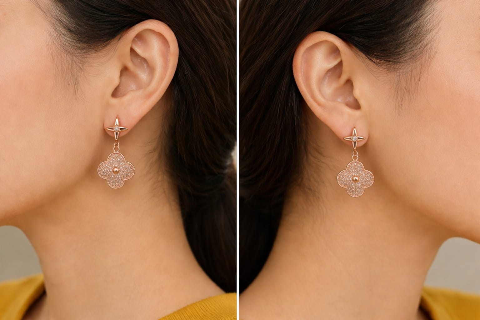 Beautiful Gold Clover Drop Earrings for Girls & Womens