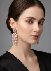 Elegant Rose Gold Pink Crystal Earrings for Women